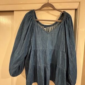 Old Navy Denim Blue Peasant Blouse